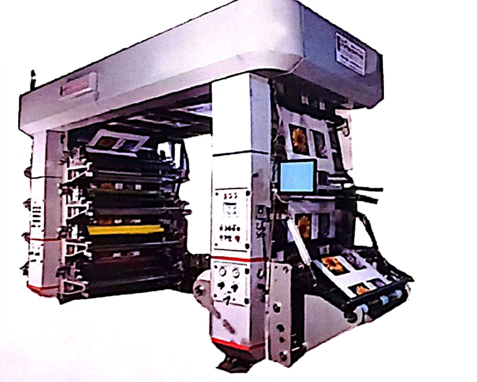 Flexo printing machine for custom multi-colour printed bags